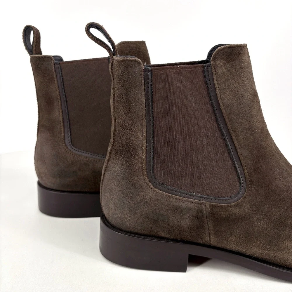THURSDAY BOOT CO. | Duchess Leather Chelsea Boots in Olive Brown Suede | Sz 10 - Picture 8 of 15
